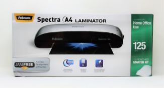 Four boxed as new Fellowes Spectra A4 Laminators.