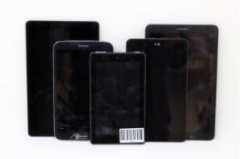 Four pre-owned Android tablets; a Samsung Galaxy Tab A 10.1 SM-T510 (FRP locked, sold for parts), a