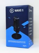 A boxed as new Elgato Wave 1 USB Condenser Microphone in Black (Box sealed).