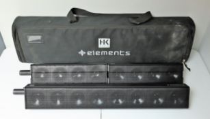 COLLECTION ONLY: Two pre-owned HK Audio Elements E 835 Mid/High Passive PA Speakers in a custom carr