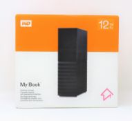 A boxed as new WD My Book 12TB Desktop Storage Drive (Box sealed).