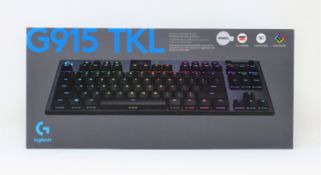 A boxed as new Logitech Gaming G915 TKL Wireless Gaming Keyboard in Black (US International layout)