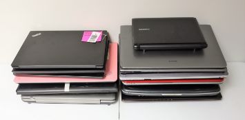 COLLECTION ONLY: Twelve assorted laptops sold for parts to include Lenovo, Acer, Asus, Samsung, HP a