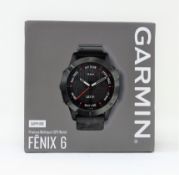 A boxed as new Garmin Fenix 6 Sapphire Edition Multisport GPS Watch (M/N: 010-02158-11) (Box opened)