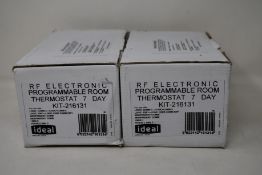 Two Ideal Programmable RF Electronic 7 Day Room Thermostats (KIT-216131).