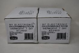 Two Ideal Programmable RF Electronic 7 Day Room Thermostats (KIT-216131).