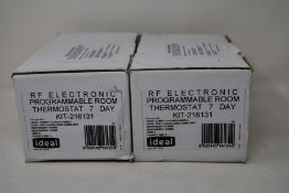 Two Ideal Programmable RF Electronic 7 Day Room Thermostats (KIT-216131).