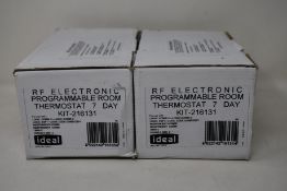 Two Ideal Programmable RF Electronic 7 Day Room Thermostats (KIT-216131).