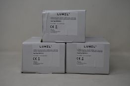 Three boxed as new Lumel Din Rail Electric Energy Meters (NMID30-2).