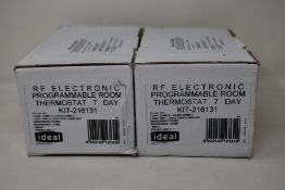 Two Ideal Programmable RF Electronic 7 Day Room Thermostats (KIT-216131).