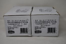 Two Ideal Programmable RF Electronic 7 Day Room Thermostats (KIT-216131).