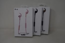 Three boxed as new Sudio Tre wireless headphones.