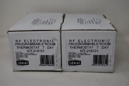 Two Ideal Programmable RF Electronic 7 Day Room Thermostats (KIT-216131).