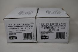 Two Ideal Programmable RF Electronic 7 Day Room Thermostats (KIT-216131).