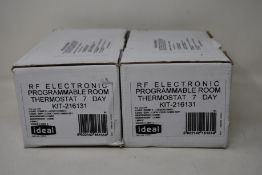 Two Ideal Programmable RF Electronic 7 Day Room Thermostats (KIT-216131).