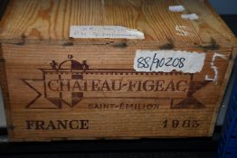 An unopened case of 1985 Chateau Figeac St Emilion (12 bottles) (Over 18s only).