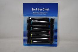 A quantity of as new Betterchoi charcoal replacement brush heads, eight per pack, compatible with