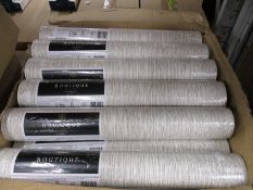 Eighteen rolls of Boutique Grasscloth Silver effect textured wallpaper (101448).