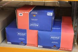 Five boxes of 20 Bacofoil PVC free cling film 50m per roll.