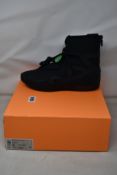 A pair of as new Nike Air Fear of God 1 Triple Black hi-top sneakers with authentication tag (UK