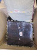 Five Susie Watson Designs Cushions: Four Velvet (2 olive, 2 purple/grey) and one Embroidered