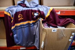 A quantity of as new Ravensport Batley Bulldogs hooded training tops (Assorted sizes S-3XL ,