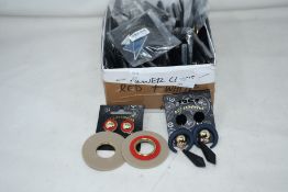 A box of assorted accessory earrings (Approximately 30 pairs).