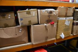 Nine boxes of pre-owned clothing and related items.