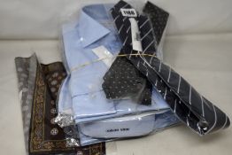 Three as new John Henric light blue twill shirts (15
