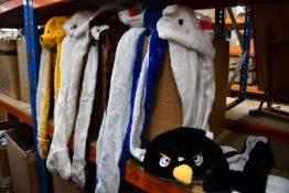 A quantity of children's as new novelty hats with attached hand warmers (Six assorted designs -