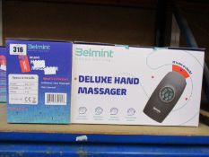 Two boxed as new Belmint Press Escape Deluxe hand massagers.