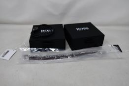 Four gents assorted as new Hugo Boss bracelets; brown leather bracelet 1580149M (RRP £69) and