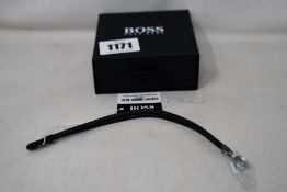 Eight men's as new Hugo Boss Seal black leather bracelets 1580047M (RRP £39).