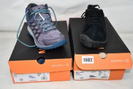 Two pairs of as new Merrell footwear; men's Move Glove (UK 7) and women's Antora 2 Mid (UK 4).