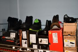 Nine pairs of assorted as new safety footwear to include Rock Fall, Puma, Titan, Veltuff and