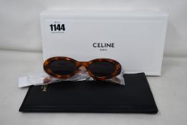 A pair of as new Celine - CL40193I shiny spotted Havana/Smoke Cat Eye sunglasses (RRP $400).