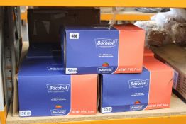 Five boxes of 20 Bacofoil PVC free cling film 50m per roll.