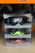 Three pairs of as new Fox Air Space Roll Off System goggles (Three assorted colours).