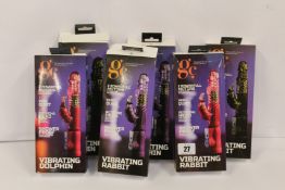 Six boxed as new GC adult vibrators to include Dolphine and Rabbit, various colours (Over 18s