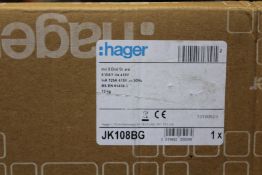 A Hager 125A 8 Way TPN Board Glazed Door (JK108BG).