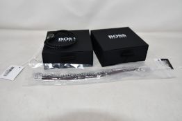 Four gents assorted as new Hugo Boss bracelets; brown leather bracelet 1580149M (RRP £69) and