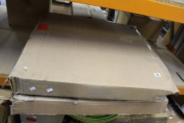 Two round wooden/metal coffee tables.