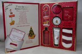 Eight Baylis & Harding Beauticology candy cane and peppermint Christmas Eve gift box set.