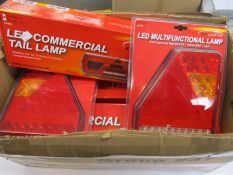 Three LED Commercial Tail Lamps (CA 7020L/21R and CA 7026L) and two LED Multifunctional Lamps (CA