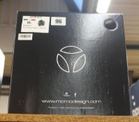 A boxed as new MOMO Jet Design Evo Motorcycle Helmet in matt black and white (ML).