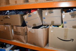 Eight boxes of pre-owned clothing and related items.