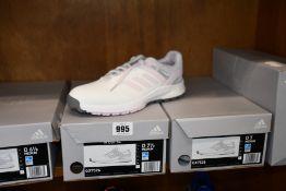 Four pairs of women's as new Adidas EQT SL spike-less golf shoes (2 x UK 6.5, 1 x UK 7, 1 x UK 7.