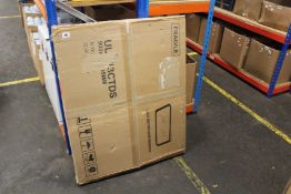 A boxed LED bathroom mirror.