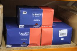 Five boxes of 20 Bacofoil PVC free cling film 50m per roll.