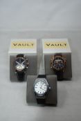 Three men's as new Vault automatic watches.